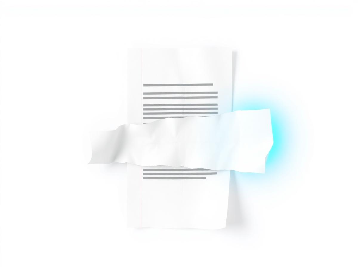 A torn document being restored