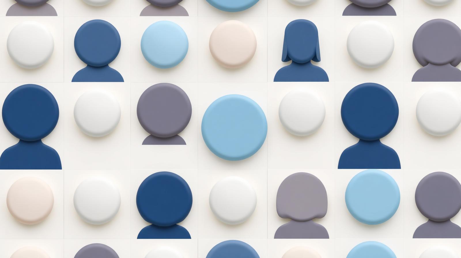 Grid of team member avatar shapes